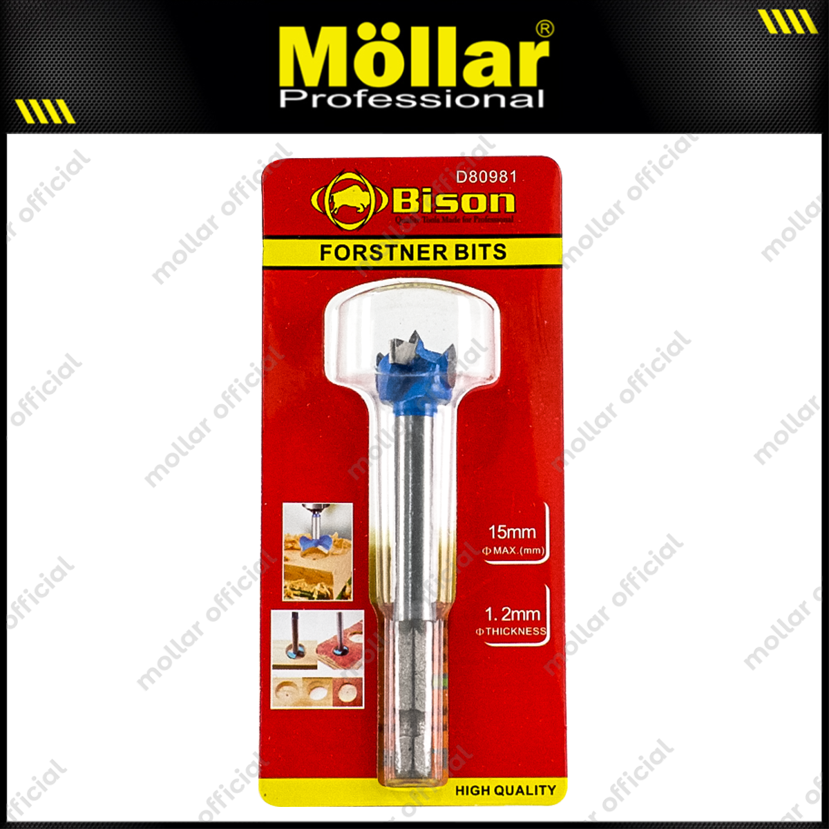 BISON D80981 Mata Bor Kayu Engsel Sendok 15 mm / Forstner Bit