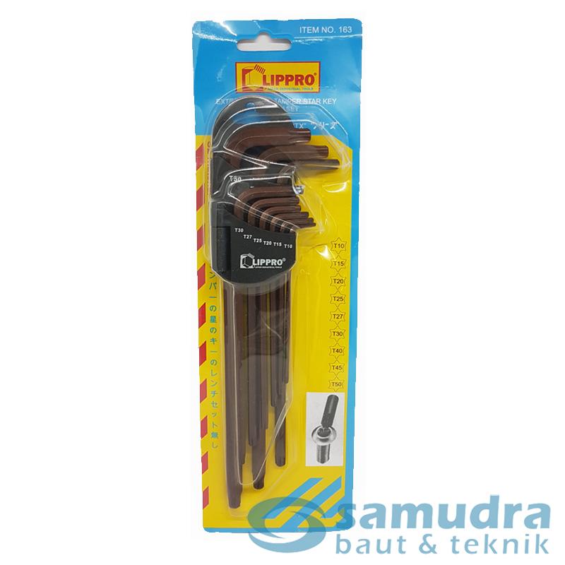 LIPPRO 163 Kunci L Set Panjang Extra Long Bintang 9 pcs T10-T50