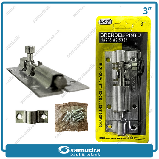 KTP Grendel Pintu Putih 3" Stainless SS304