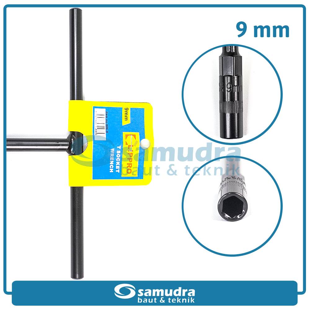 LIPPRO 886-9 Kunci Sok T Hitam 9 mm