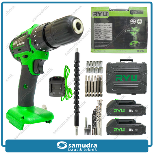 RYU RCI20V Mesin Bor Beton Baterai 20V Aksesoris Set / Cordless Impact Drill