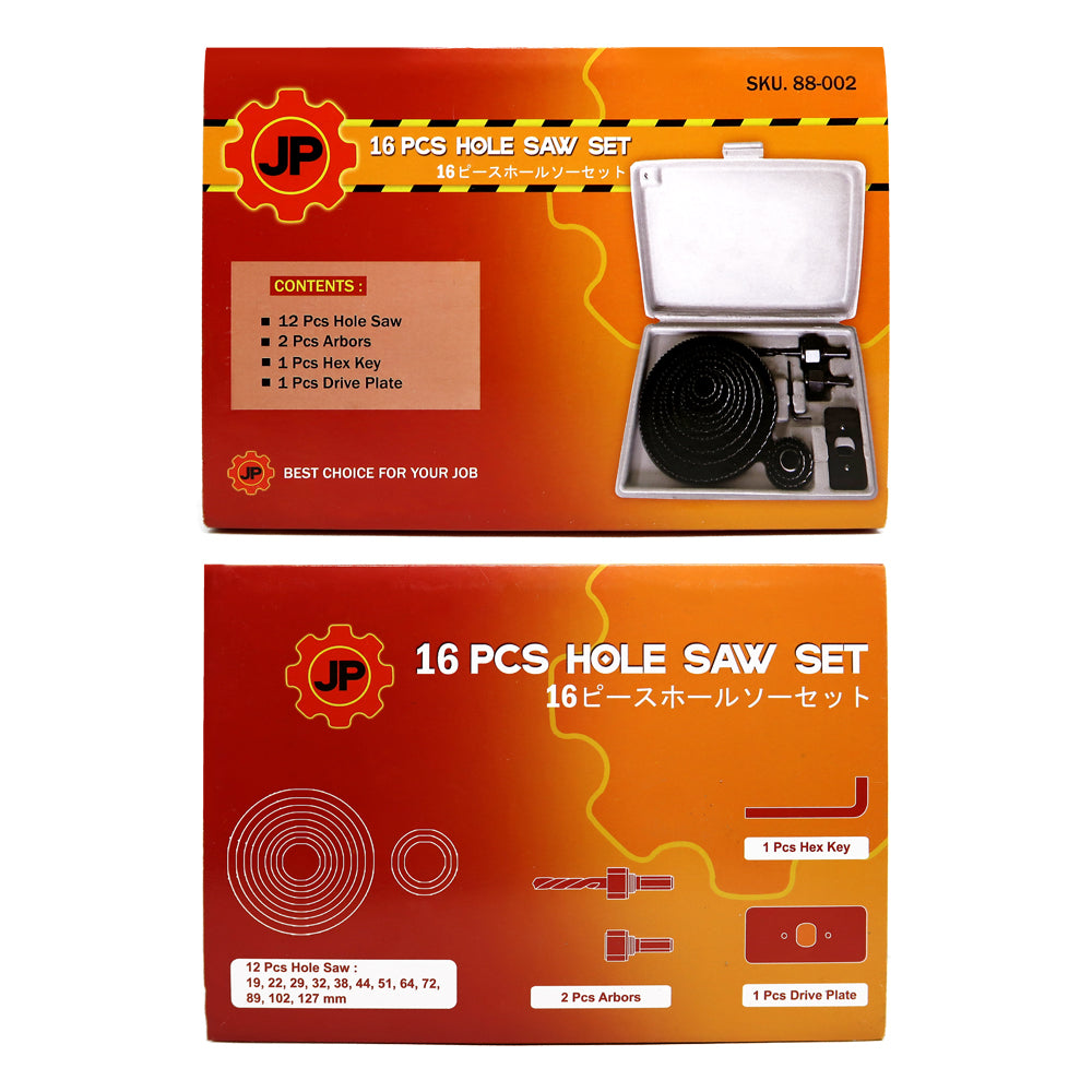JP 89-002 Hole Saw Set 16 pcs / Mata Bor Holesaw Kayu