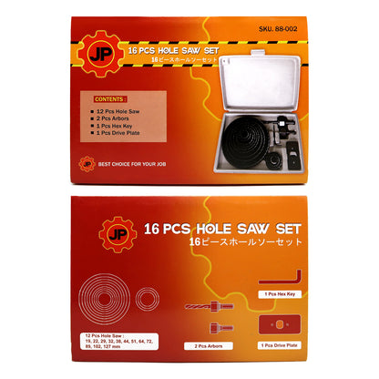 JP 89-002 Hole Saw Set 16 pcs / Mata Bor Holesaw Kayu