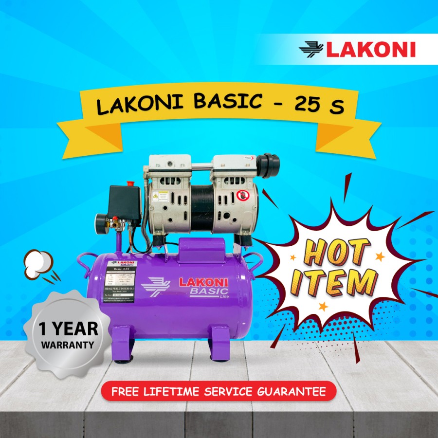 LAKONI BASIC-25S Mesin Kompresor Listrik Oilless 3/4 HP 24 Liter