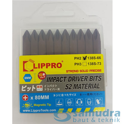 LIPPRO 138S-66 Mata Obeng Ketok Ph2 Set 10 Pcs