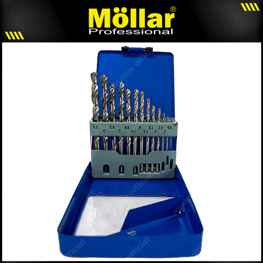 MOLLAR Mata Bor Set Besi 13 Pcs HSS 1.5 mm - 6.5 mm