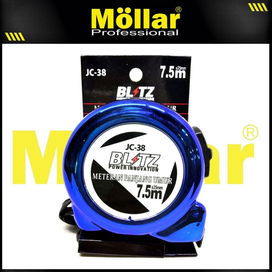 BLITZ Roll Meteran Panjang Umur 7.5 Meter x 25 mm Warna Biru