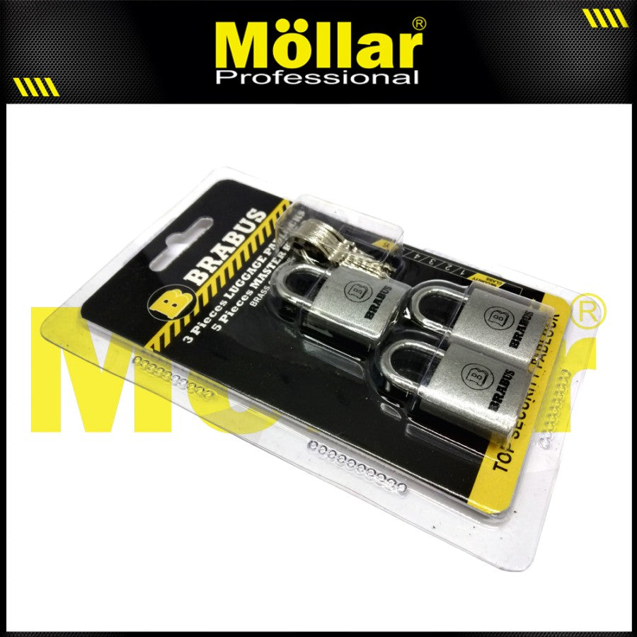 BRABUS 3 Pcs Gembok Mini 20 Mm Tas Koper Set Master Key