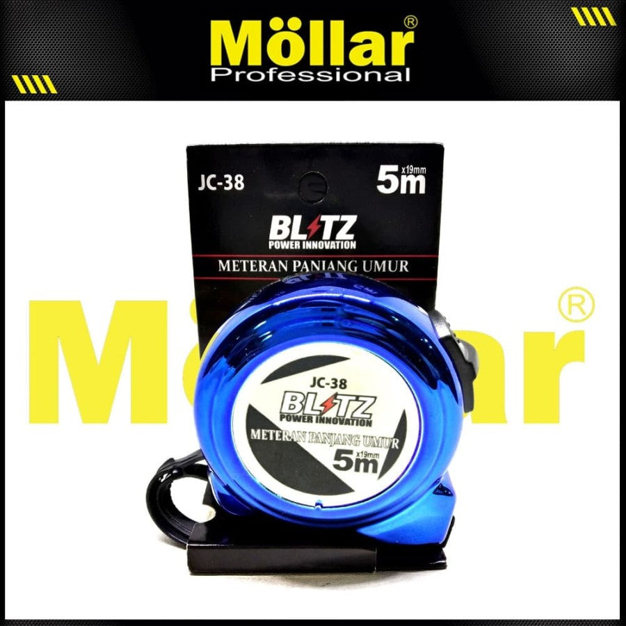 BLITZ Roll Meteran Panjang Umur 5 Meter x 19 mm Warna Biru