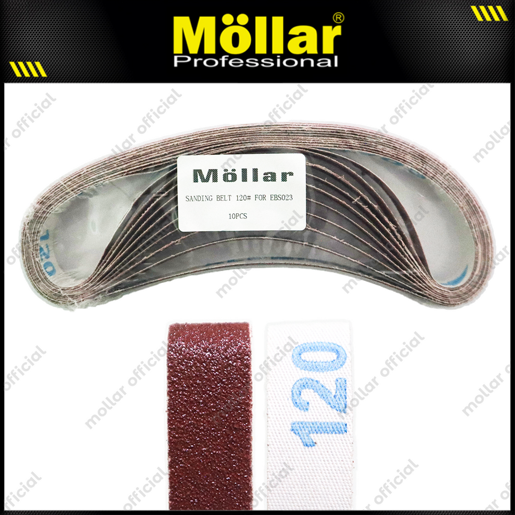 MOLLAR Mata Amplas Sabuk No 120 Adaptor Mesin Gerinda Belt Sander - 10 Pcs