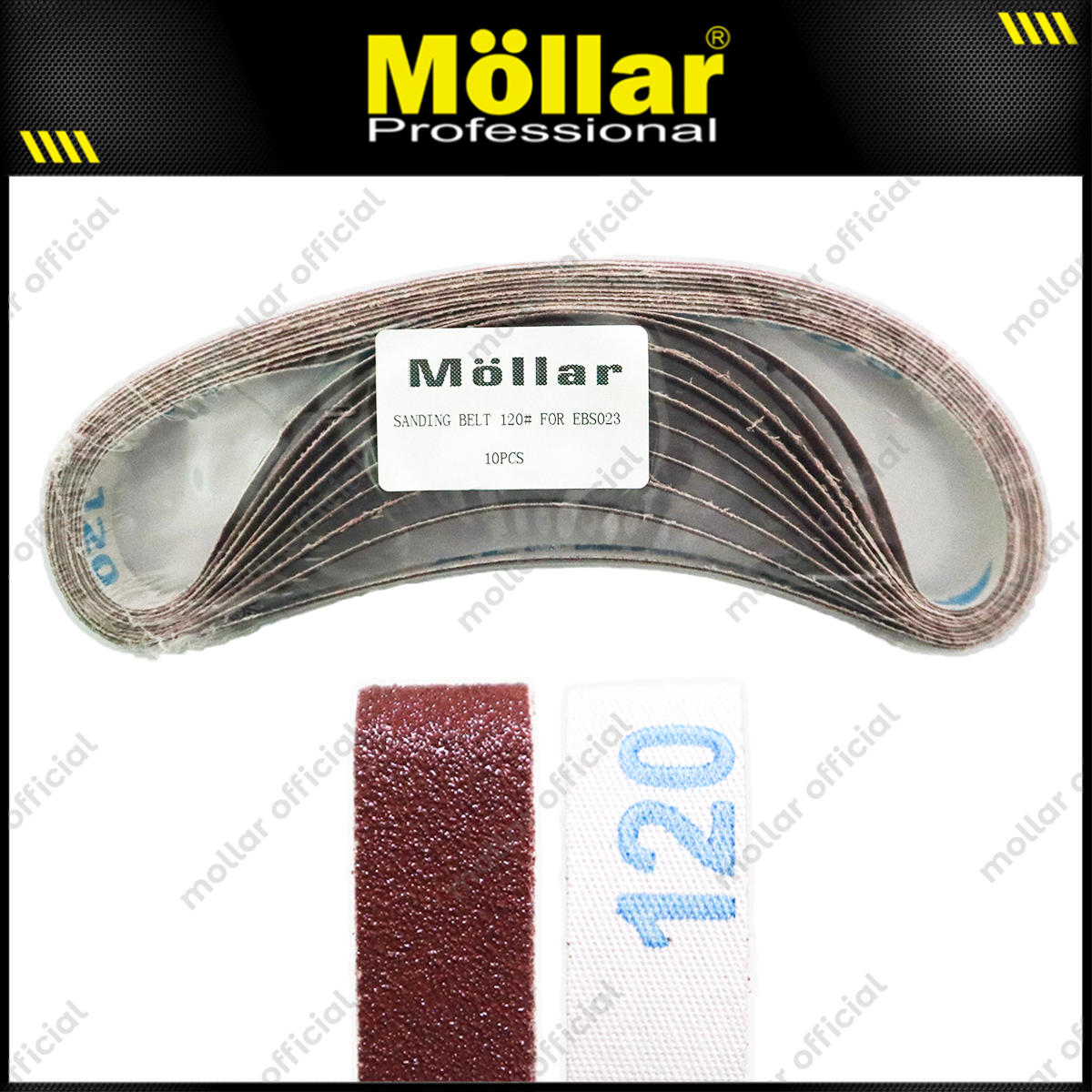 MOLLAR Mata Amplas Sabuk No 120 Adaptor Mesin Gerinda Belt Sander - 10 Pcs