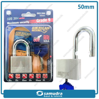 AMERICANSECURE Gembok 50 mm Short / Gembok Leher Pendek