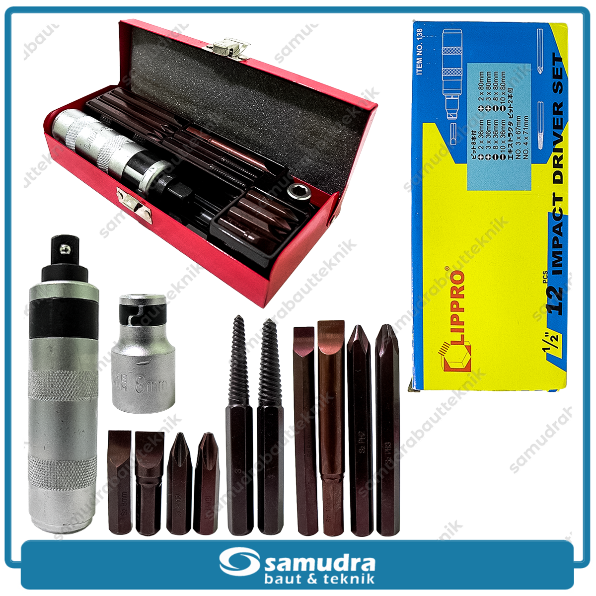 LIPPRO 138 Obeng Ketok Set 12 pcs Box Kaleng