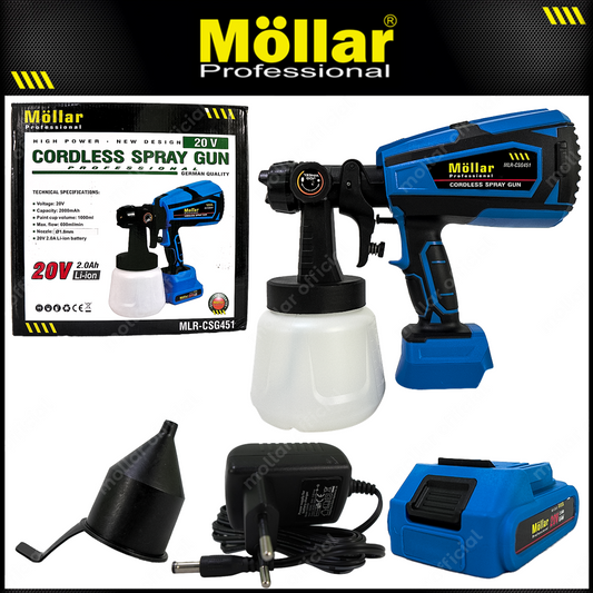 MOLLAR CSG451 Mesin Semprot Cat Baterai 20V / Cordless Cordless Spray Gun HVLP