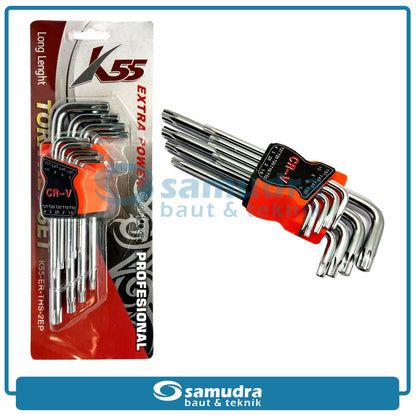 K55 ER-THS-2EP Kunci L Set Panjang 9 pcs Long Bintang T10-T50