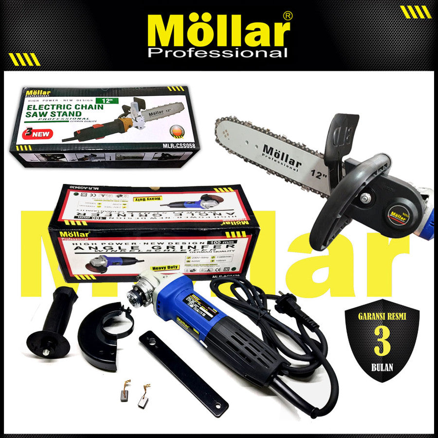 [PAKET] MOLLAR AG9430 Mesin Gerinda Tangan & Chain Saw Stand CSS058