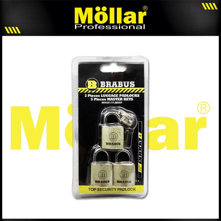 BRABUS 3 Pcs Gembok Mini 20 Mm Tas Koper Set Master Key