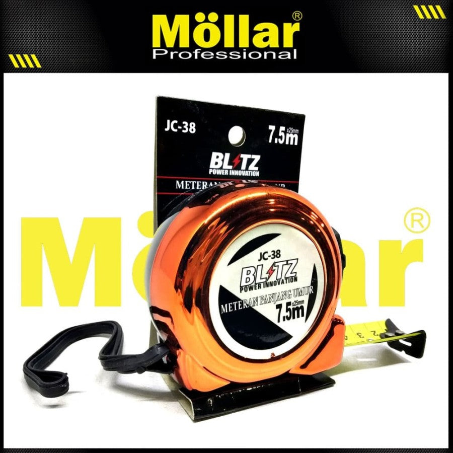 BLITZ Roll Meteran Panjang Umur 7.5 Meter x 25 mm Warna Oranye