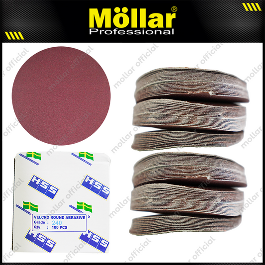 HSS Amplas Bulat No 240 Amplas Velcro Tempel Mata Gerinda 4 Inch - 100 Pcs
