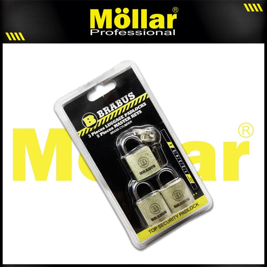 BRABUS 3 Pcs Gembok Mini 20 Mm Tas Koper Set Master Key