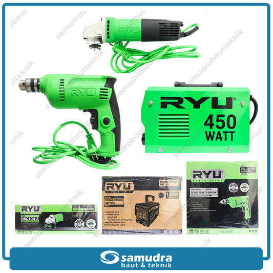 Paket 3 Set RYU Mesin Las 450 Watt + Mesin Gerinda + Mesin Bor Listrik
