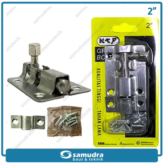 KTP Grendel Pintu Putih 2" Stainless SS304