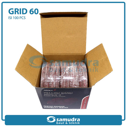 MST 100 Pc No. 60 Amplas Bulat Velcro Tempel Mata Gerinda Disc 4 Inch