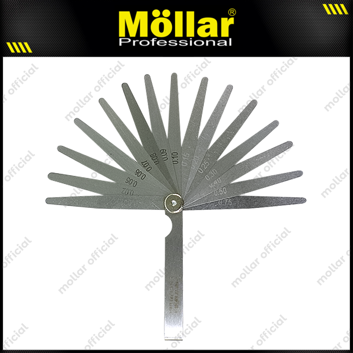 MOLLAR K17340 Feeler Gauge 17 Blades 0.02 mm - 1 mm