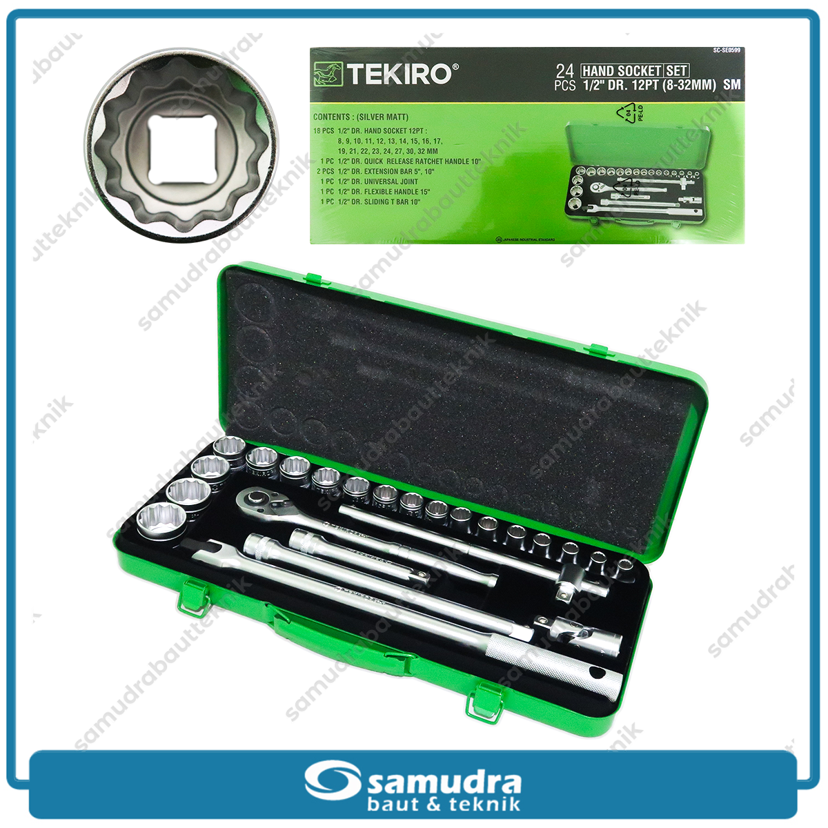 TEKIRO SC-SE0599 Kunci Sok Set 24 pcs 12PT 8-32 mm Box Kaleng