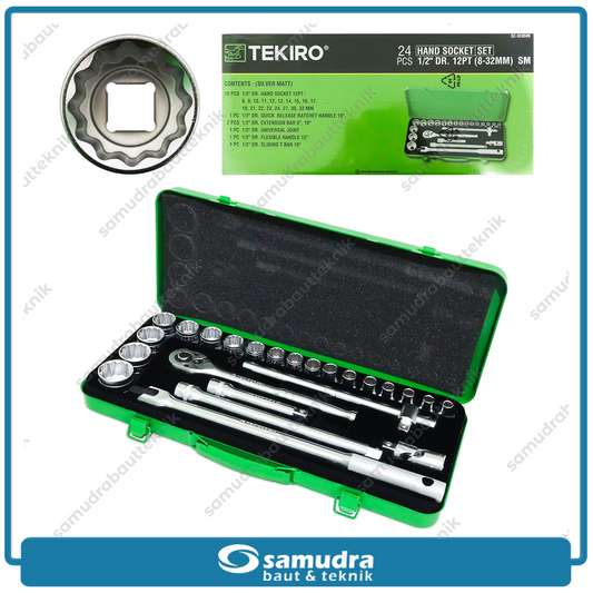 TEKIRO SC-SE0599 Kunci Sok Set 24 pcs 12PT 8-32 mm Box Kaleng