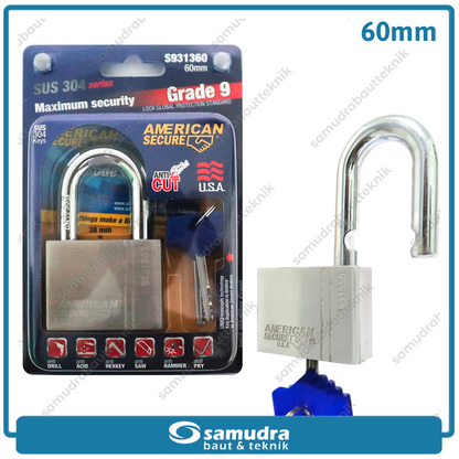 AMERICANSECURE Gembok 60 mm Short / Gembok Leher Pendek