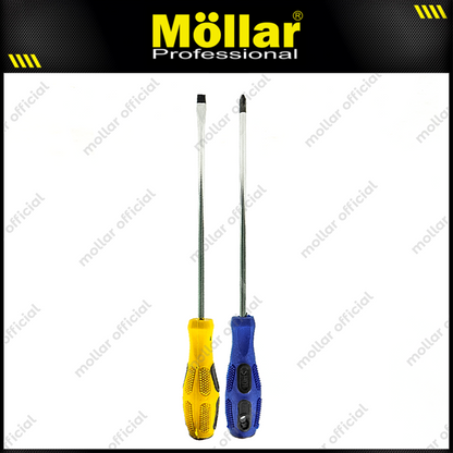 [PAKET] 2 Set HDT Obeng 8" Inch (+) (-) Plus Minus Gagang Karet 200 Mm