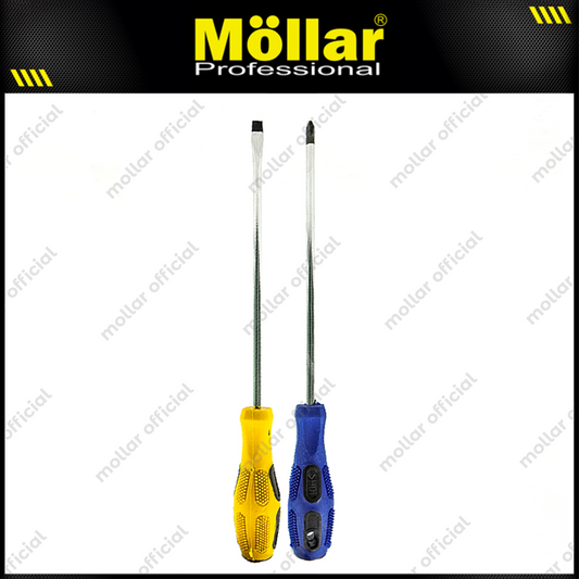 [PAKET] 2 Set HDT Obeng 8" Inch (+) (-) Plus Minus Gagang Karet 200 Mm