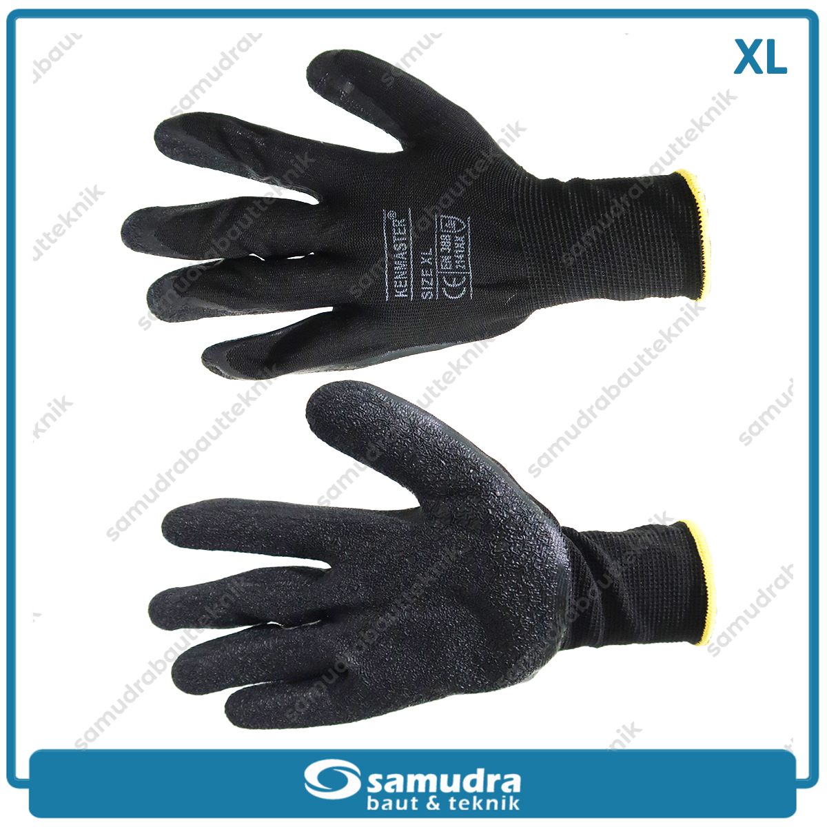 KENMASTER SRNG-129 Sarung Tangan Safety Latex (XL) Hitam Kuning KM-3001