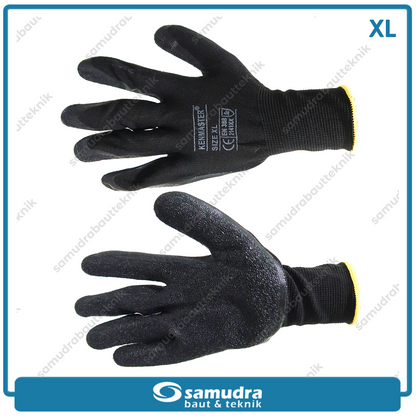 KENMASTER SRNG-129 Sarung Tangan Safety Latex (XL) Hitam Kuning KM-3001
