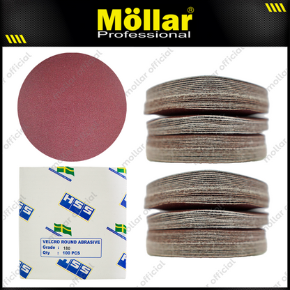 HSS Amplas Bulat No 180 Amplas Velcro Tempel Mata Gerinda 4 Inch - 100 Pcs