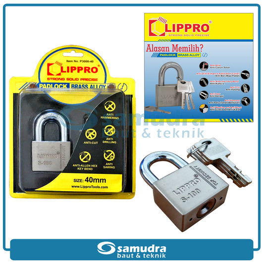 LIPPRO P3000-40 Gembok 40 mm Short / Gembok Leher Pendek