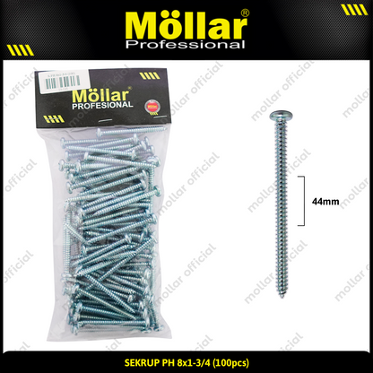 MOLLAR 93-035 Sekrup PH 8 x 1-3/4 - 100 pcs