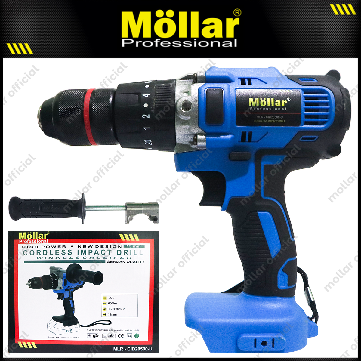 MOLLAR CID20500-U POLOSAN Cordless Impact Drill 20V Tanpa Baterai & Charger