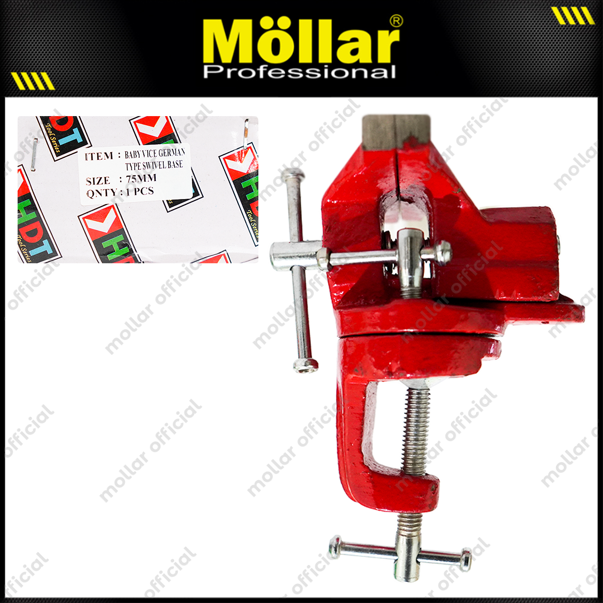 HDT Catok Meja Mini 75 mm / Tanggem Swivel Based Merah