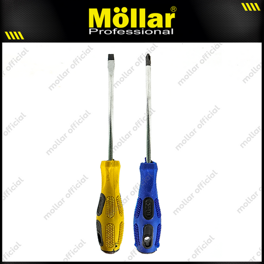 [PAKET] 2 Set HDT Obeng 5" Inch (+) (-) Plus Minus Gagang Karet 125 Mm