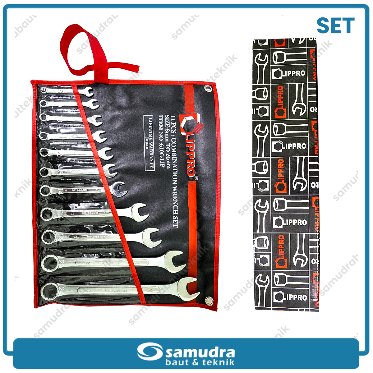 LIPPRO 610C-11P Kunci Ring Pas Set 11 pcs (8-24 mm)