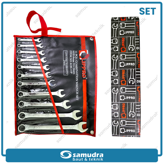 LIPPRO 610C-11P Kunci Ring Pas Set 11 pcs (8-24 mm)