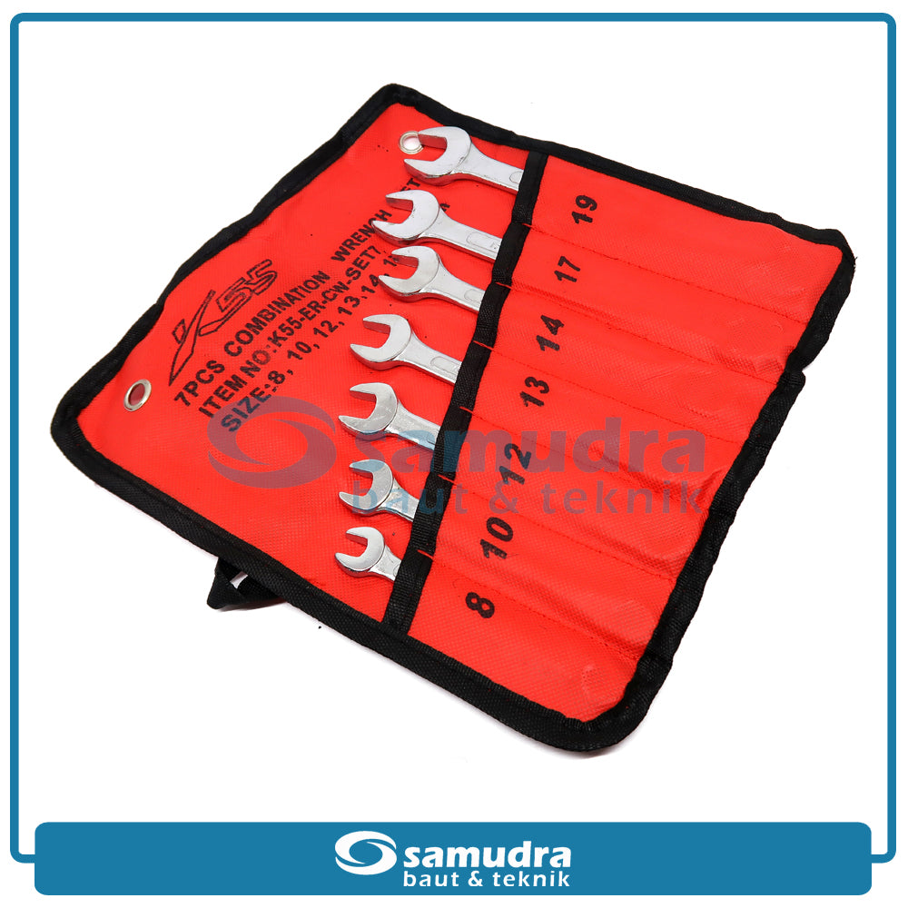 K55 K55-ER-CW-SET7 Kunci Ring Pas Set 7 pcs (8-19 mm)