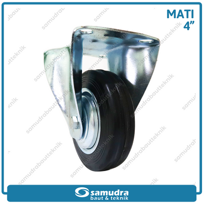 XANDER RODA-197 Roda Karet Hitam Mati 4" - Satuan