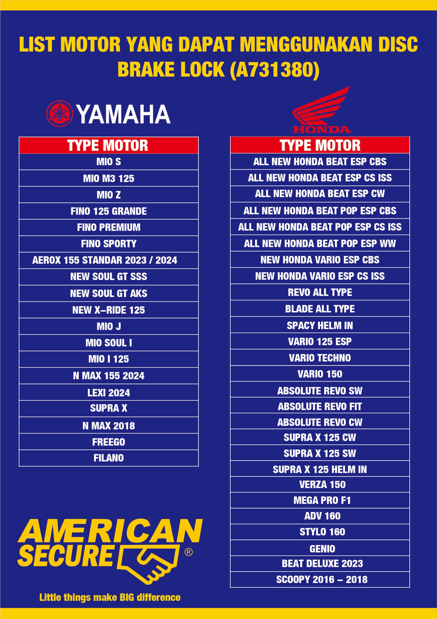 AMERICANSECURE Gembok Cakram Motor