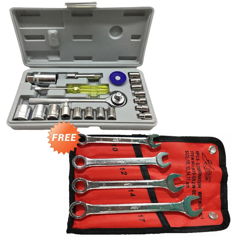 [PAKET] Kunci Sok Set 21 Pcs & Kunci Ring Pas Set K55 4 Pcs Tool Kit