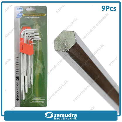 IZUMO Kunci L Set Panjang Flat 9 Pcs 1.5-10 mm