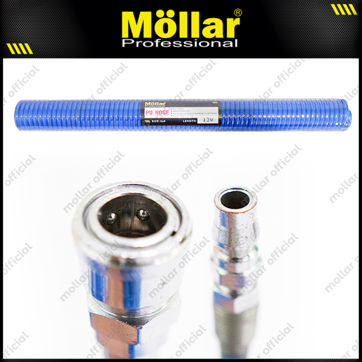 MOLLAR Selang Spiral 12 meter Biru 8 x 5 mm / Selang Recoil