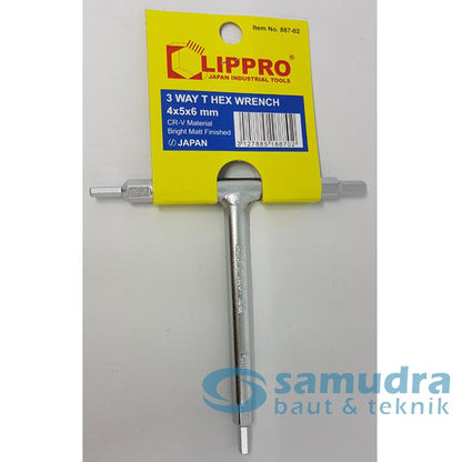 LIPPRO 887-02 Kunci Sok T 3 Way 4x5x6 mm